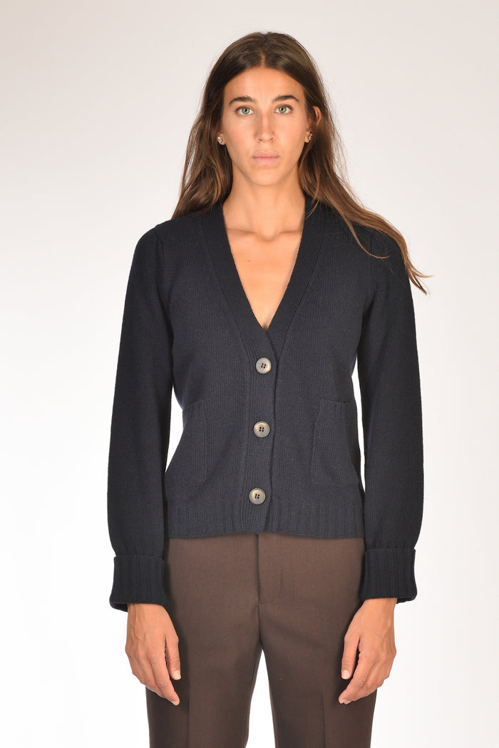 Base Milano Maglia Cardigan Blu Donna - 2