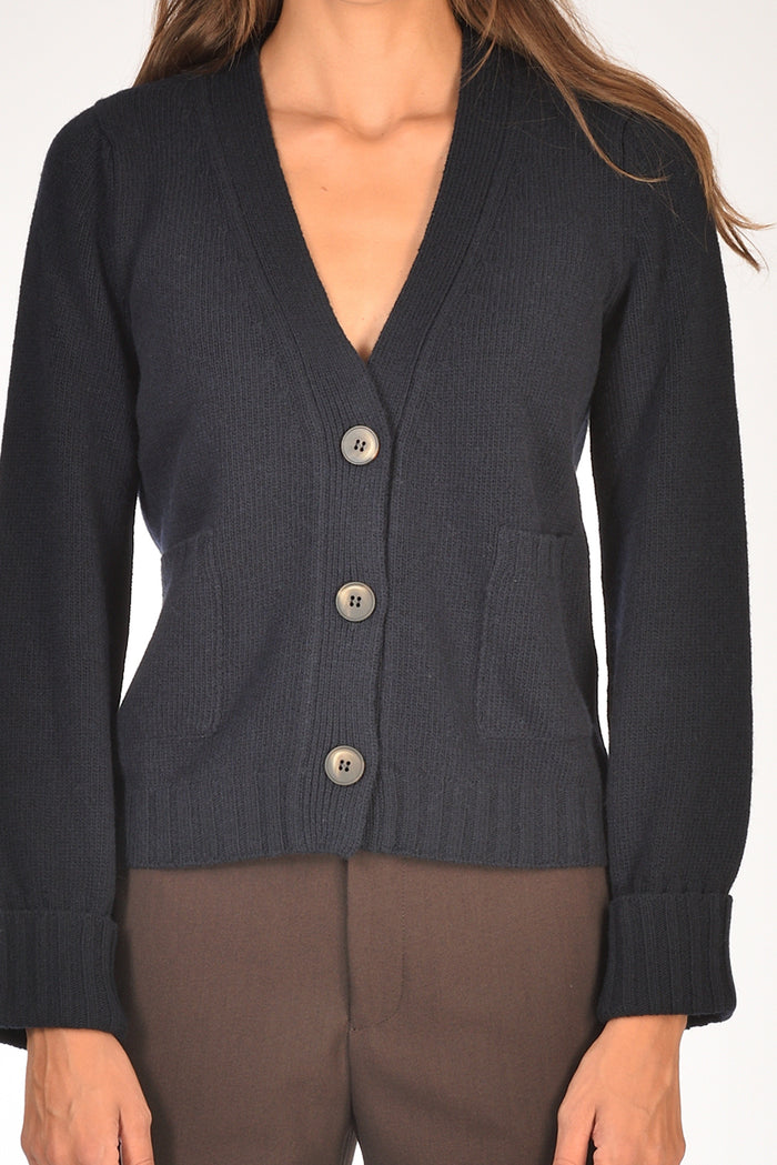 Base Milano Maglia Cardigan Blu Donna - 3