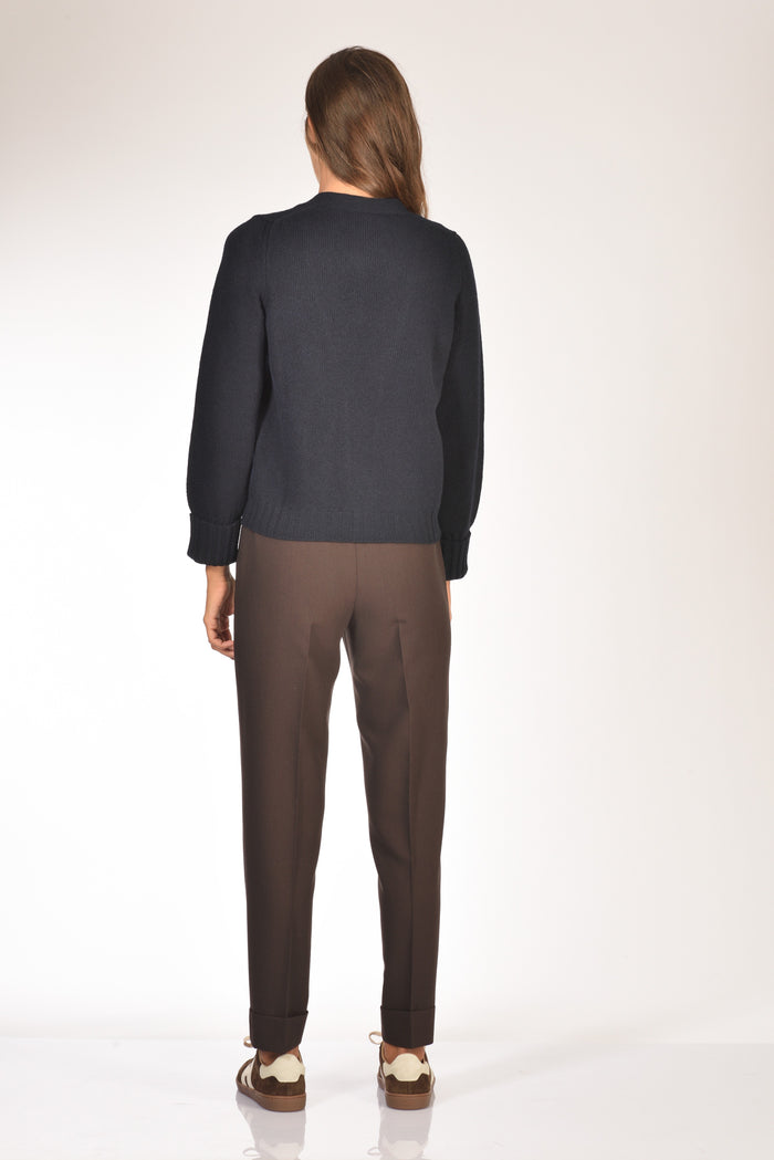 Base Milano Maglia Cardigan Blu Donna - 5