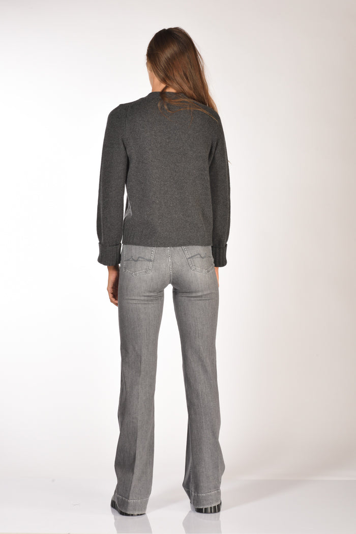 Base Milano Maglia Cardigan Grigio Scuro Donna - 5