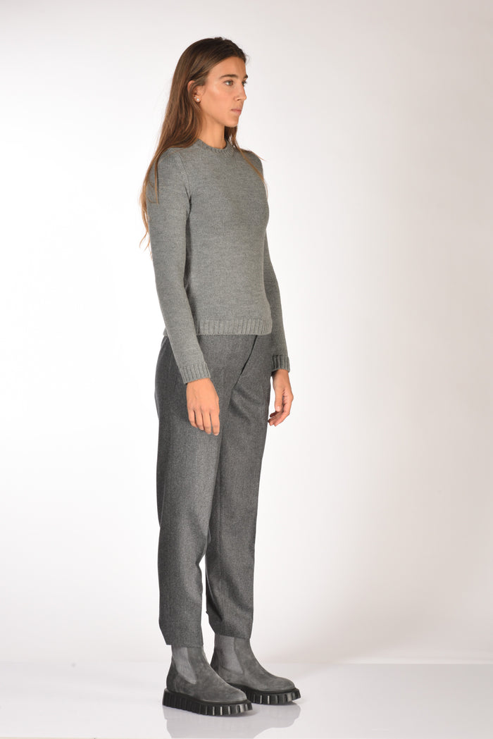 Base Milano Maglia Girocollo Grigio Donna - 4
