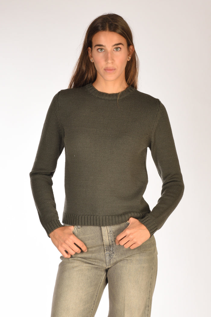 Base Milano Maglia Girocollo Verde Scuro Donna - 1