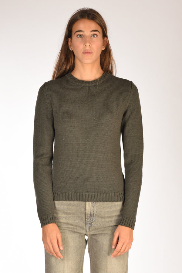 Base Milano Maglia Girocollo Verde Scuro Donna-2