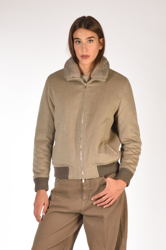 Five Bomber Zippato Beige Scuro Donna - 1