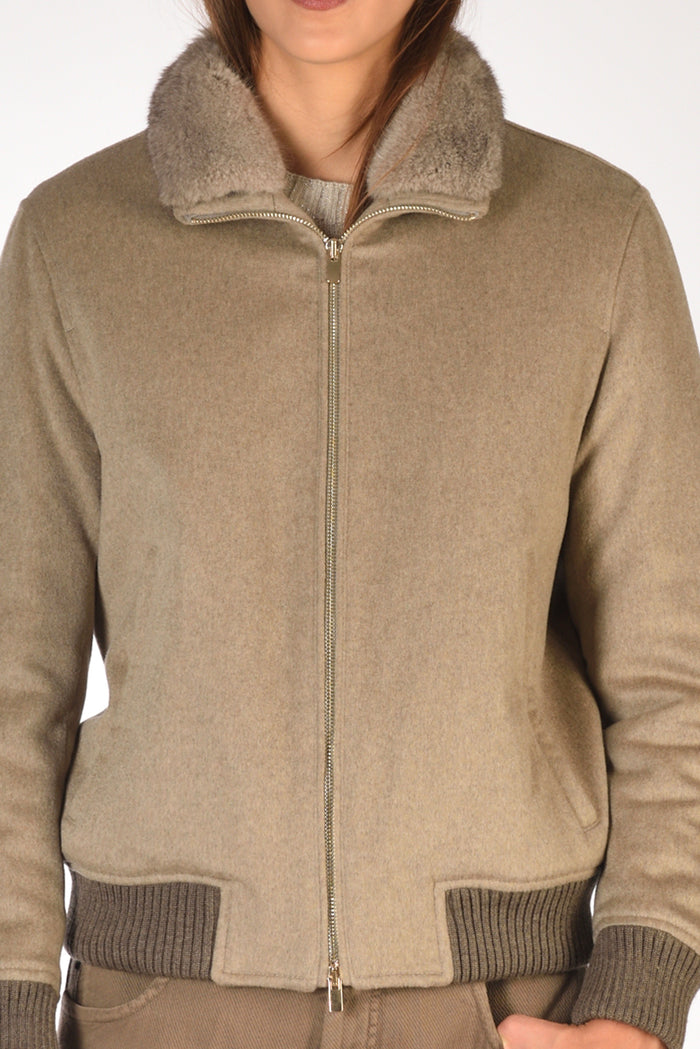 Five Bomber Zippato Beige Scuro Donna - 3