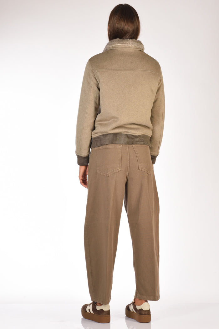Five Bomber Zippato Beige Scuro Donna - 5