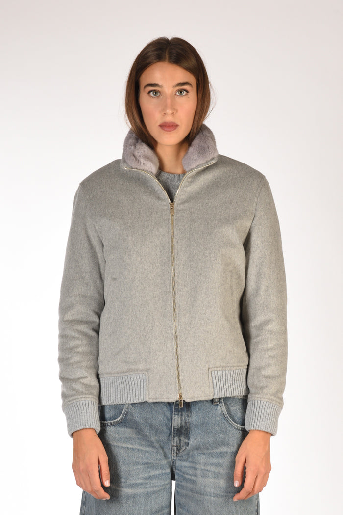 Five Bomber Zippato Grigio Donna - 2