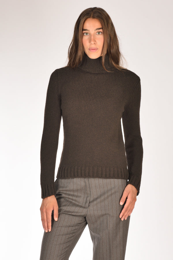 Anne Claire Maglia Collo Alto Marrone Donna