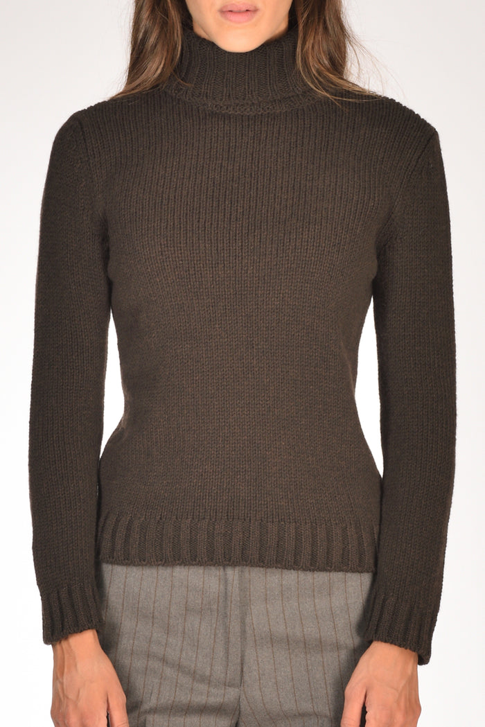 Anne Claire Maglia Collo Alto Marrone Donna - 3