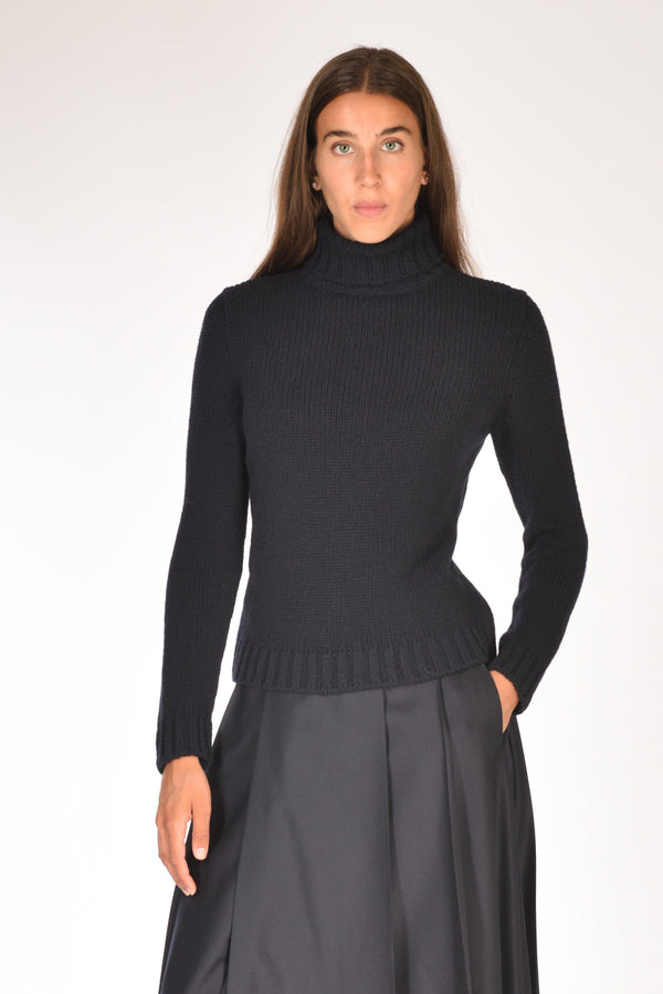 Anne Claire Maglia Collo Alto Blu Donna