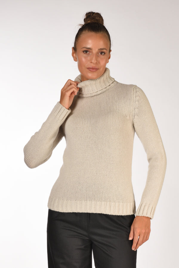Anne Claire Maglia Collo Alto Beige Donna
