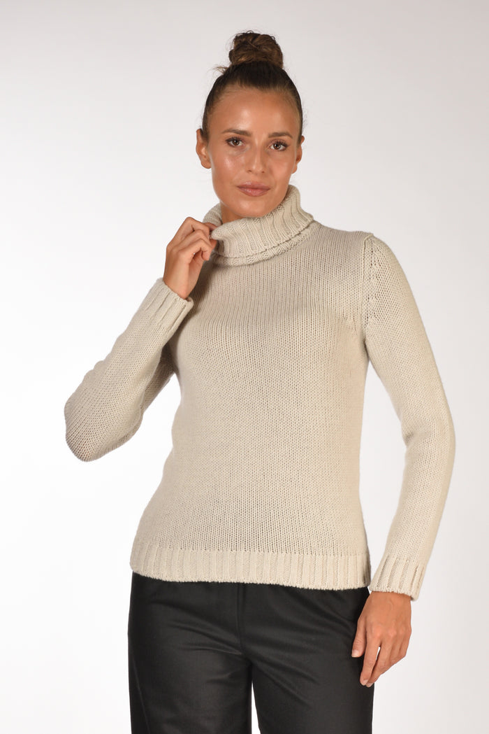 Anne Claire Maglia Collo Alto Beige Donna - 1