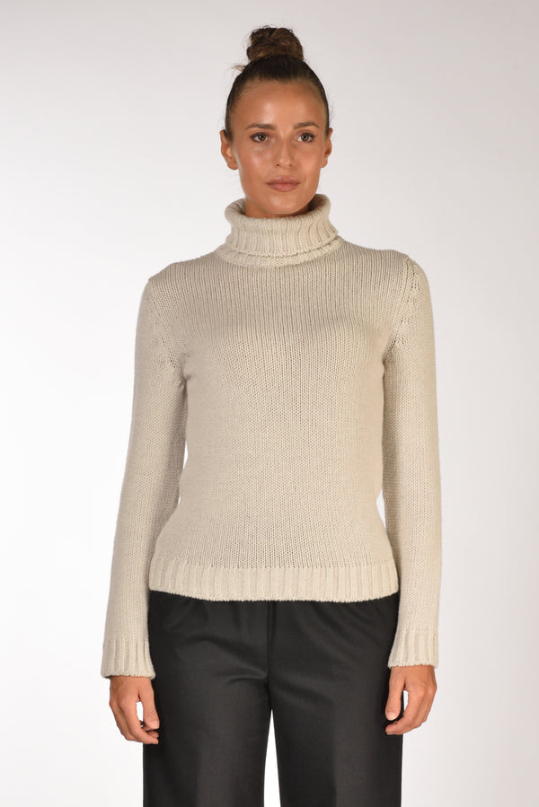 Anne Claire Maglia Collo Alto Beige Donna-2