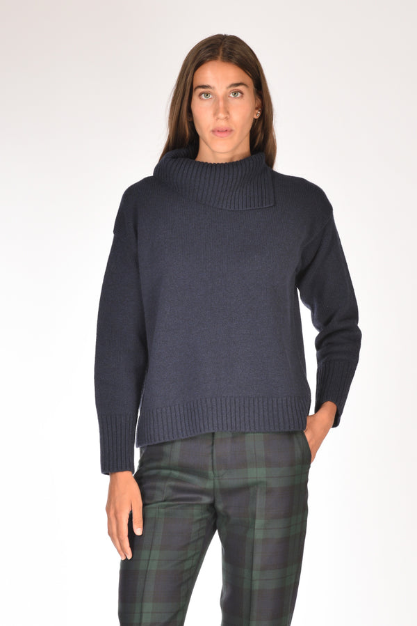 Anne Claire Maglia Collo Alto Blu Donna