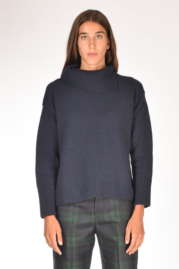 Anne Claire Maglia Collo Alto Blu Donna-2