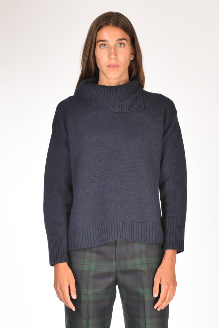 Anne Claire Maglia Collo Alto Blu Donna - 2