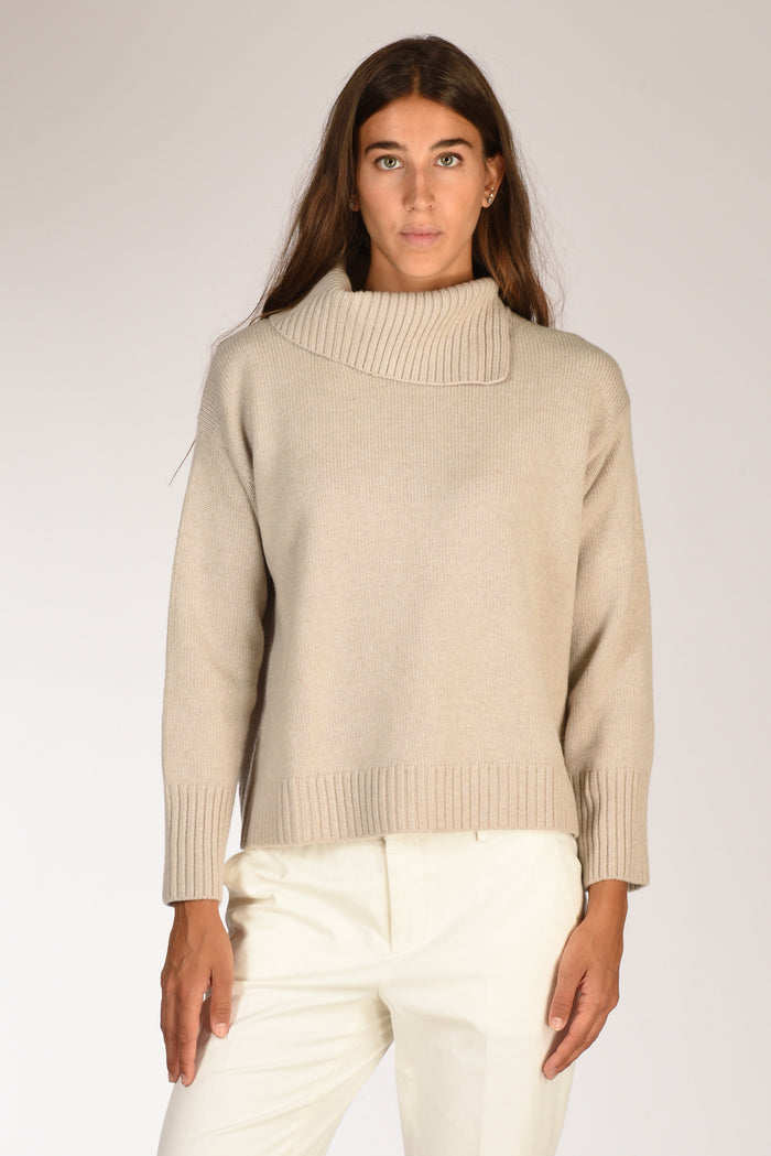 Anne Claire Maglia Collo Alto Beige Donna - 1