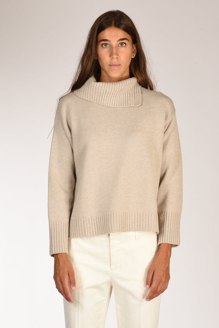 Anne Claire Maglia Collo Alto Beige Donna - 2