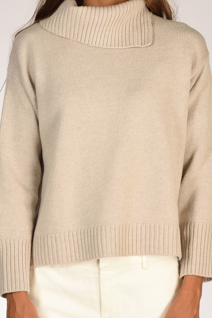 Anne Claire Maglia Collo Alto Beige Donna - 3