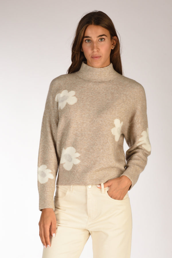 Anne Claire Maglia Lupetto Beige/bianco Donna