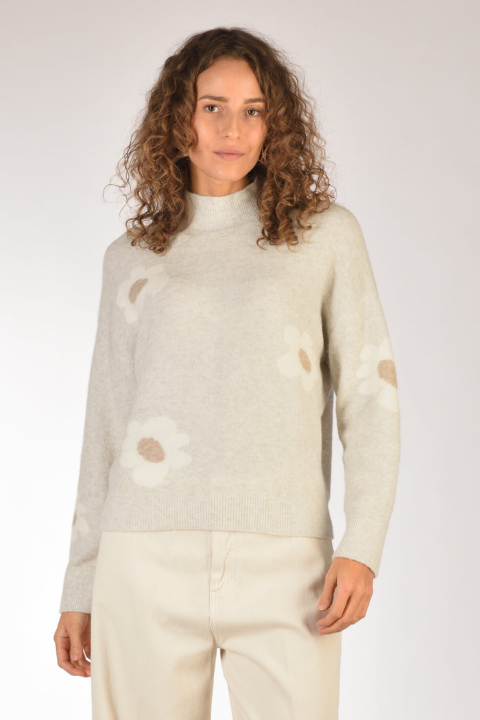 Anne Claire Maglia Lupetto Grigio/bianco Donna - 1