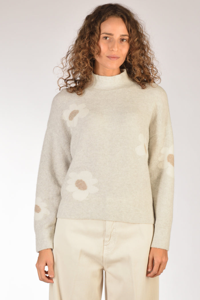 Anne Claire Maglia Lupetto Grigio/bianco Donna - 2