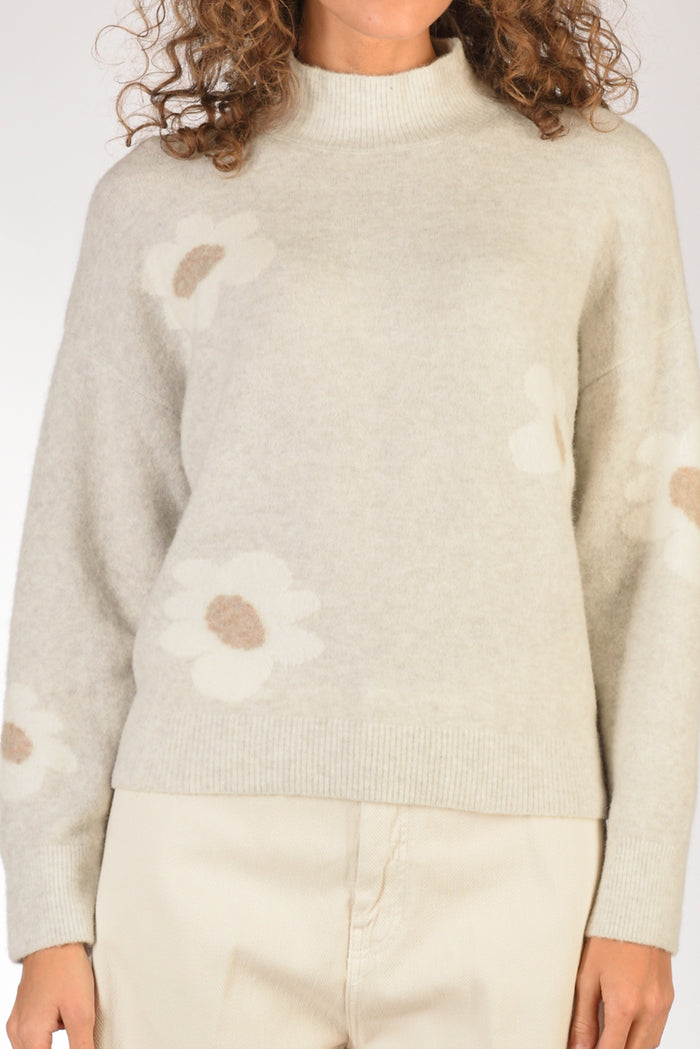 Anne Claire Maglia Lupetto Grigio/bianco Donna - 3