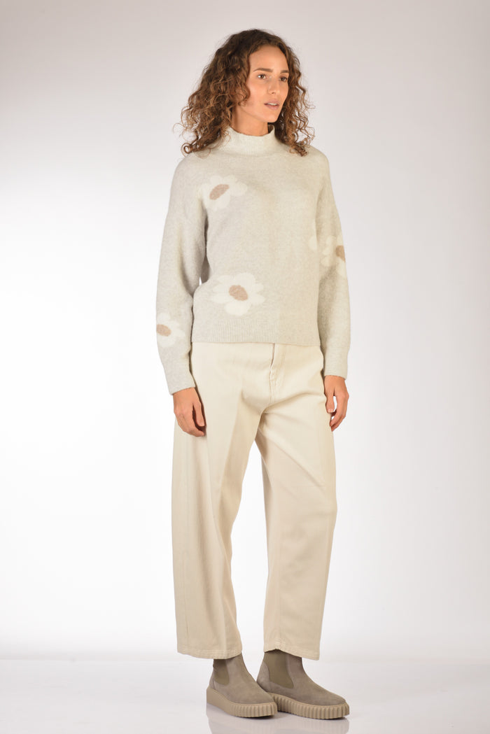 Anne Claire Maglia Lupetto Grigio/bianco Donna - 4