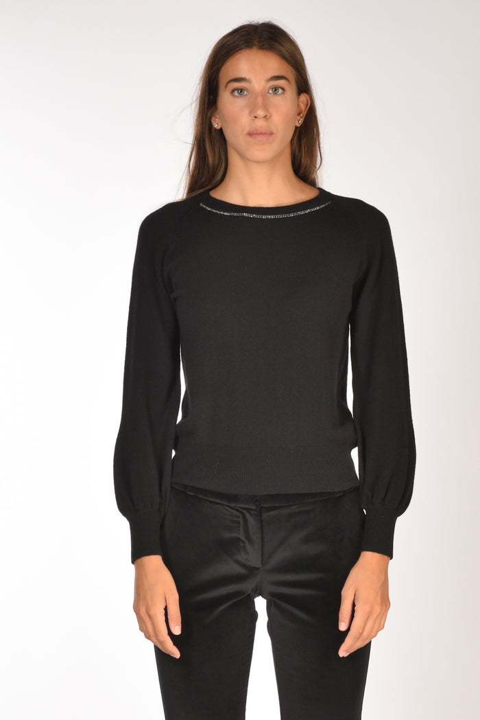 Anne Claire Maglia Girocollo Nero Donna - 2