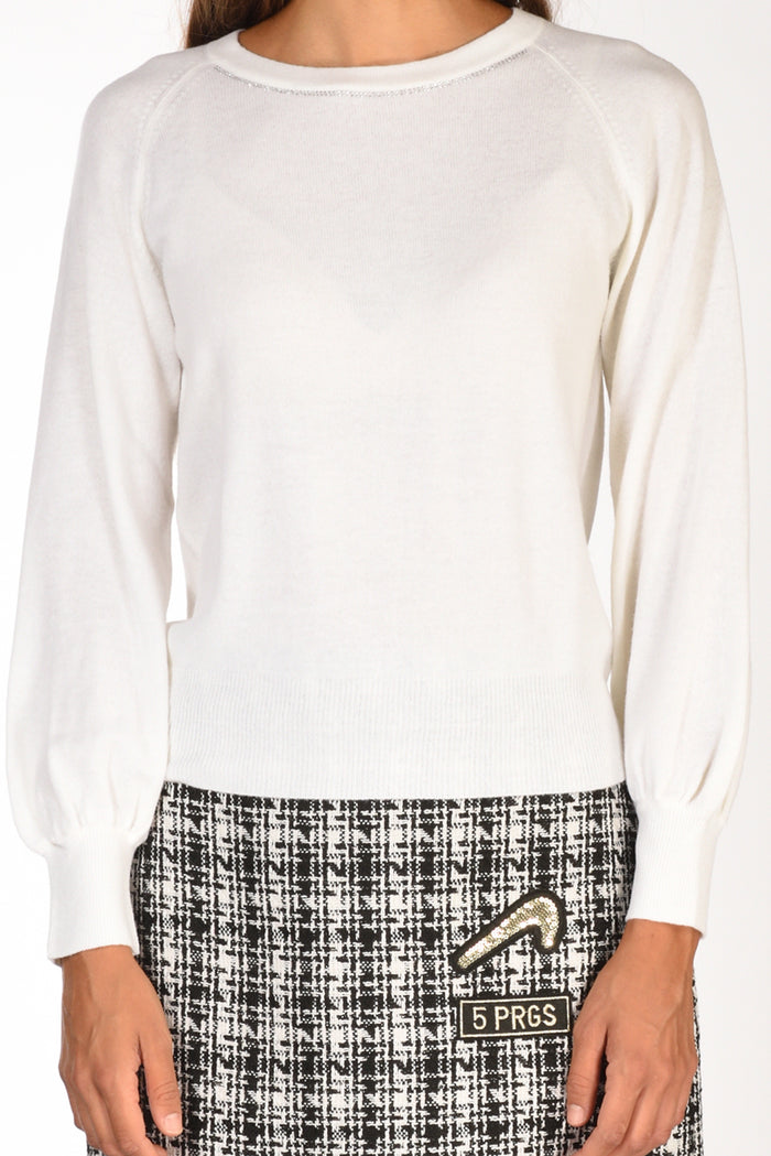 Anne Claire Maglia Girocollo Bianco Donna - 3