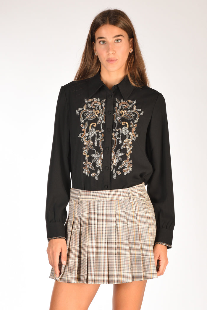 Malìparmi Camicia Ricami Nero Donna - 1