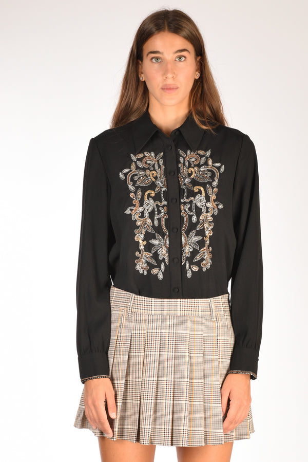 Malìparmi Camicia Ricami Nero Donna-2