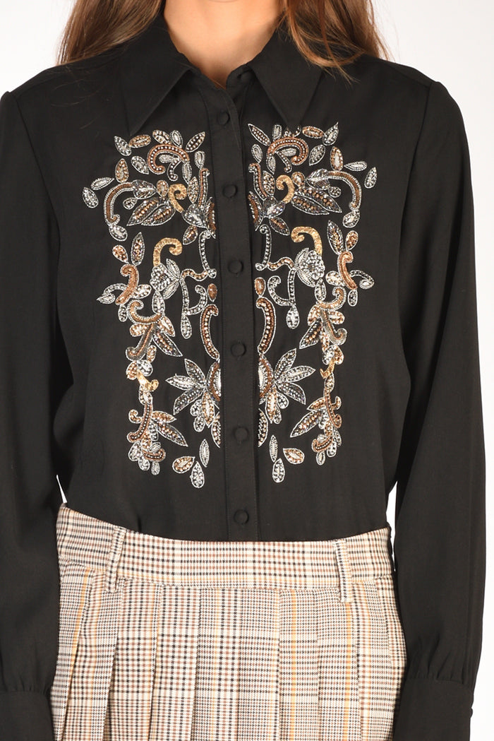 Malìparmi Camicia Ricami Nero Donna - 3