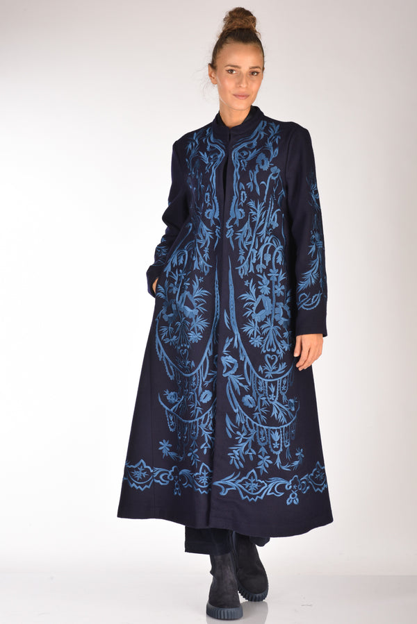 Malìparmi Cappotto Ricami Blu Donna