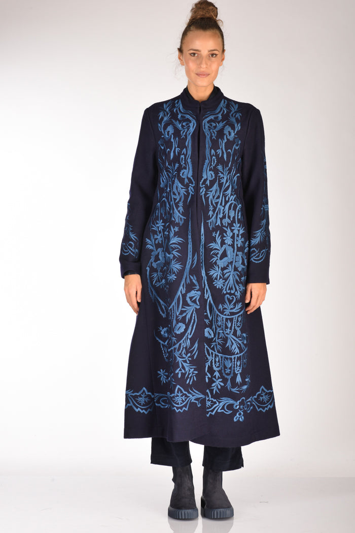 Malìparmi Cappotto Ricami Blu Donna - 2