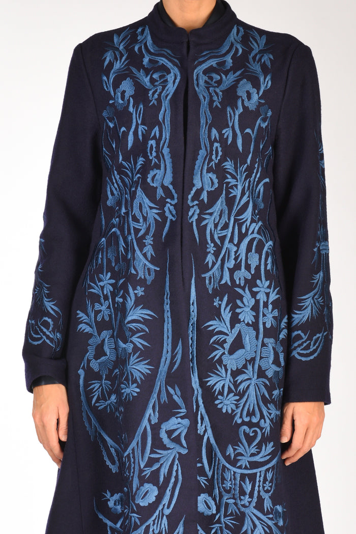 Malìparmi Cappotto Ricami Blu Donna - 3