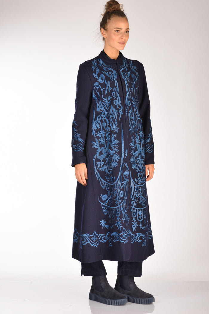 Malìparmi Cappotto Ricami Blu Donna - 4