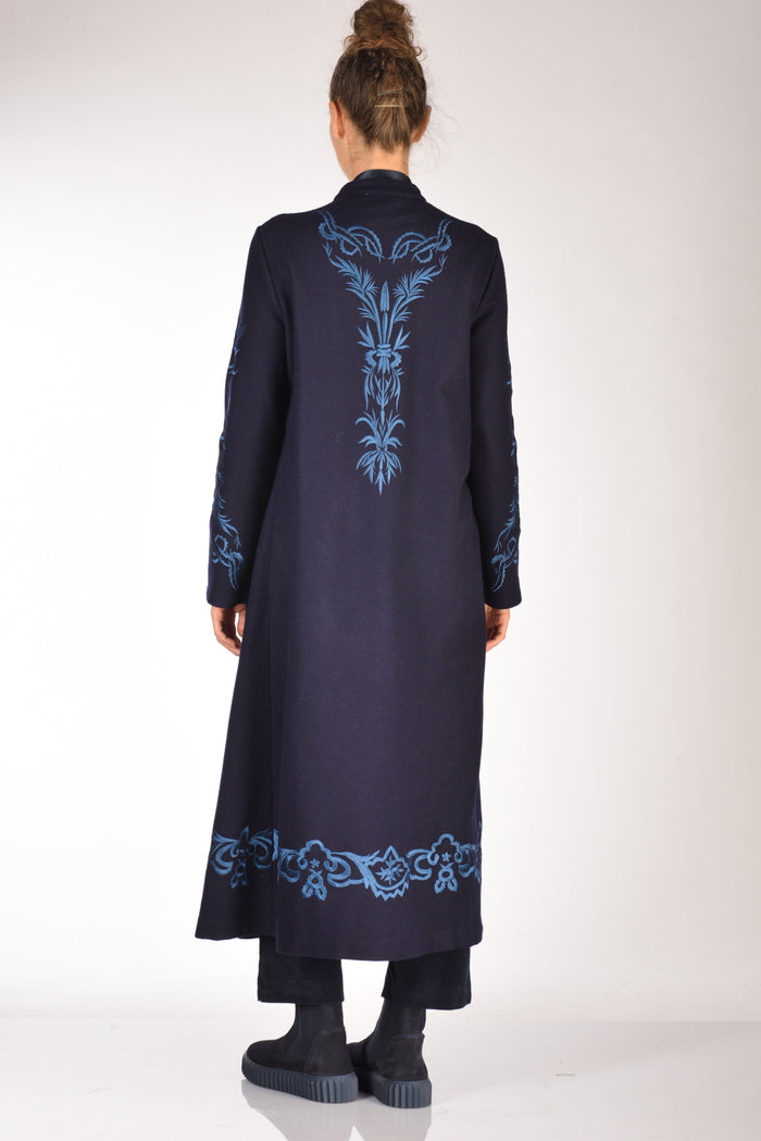Malìparmi Cappotto Ricami Blu Donna - 5