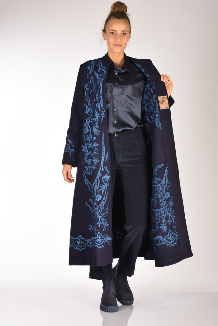 Malìparmi Cappotto Ricami Blu Donna - 6