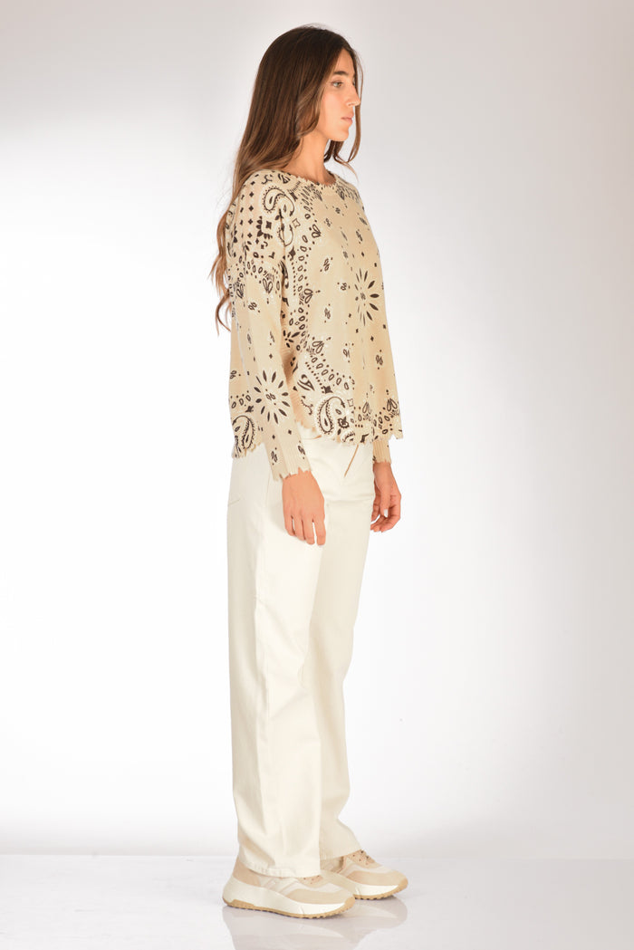 Kujten Maglia Melabandana Marrone/beige Donna - 4