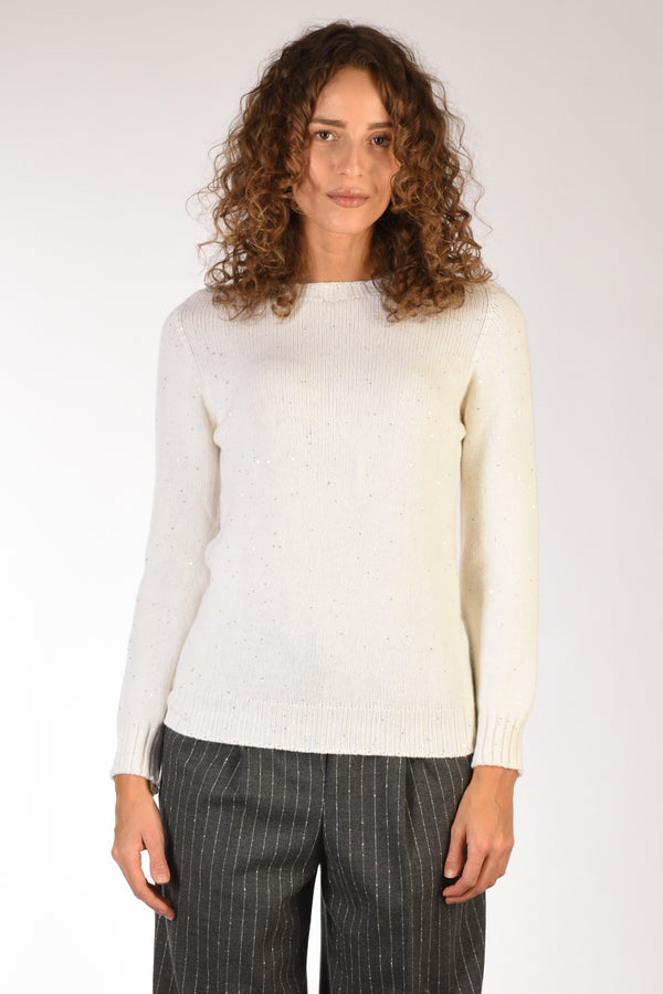 Five Maglia Giro Bianco Donna-2