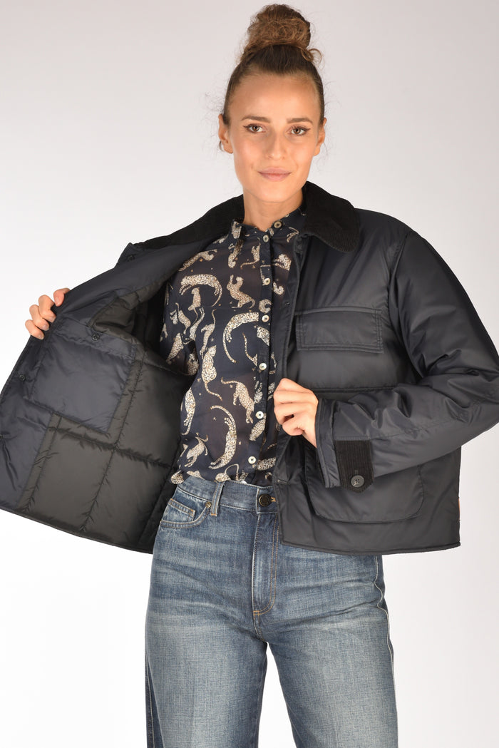 Forte Forte Bomber Crop Blu Donna - 6