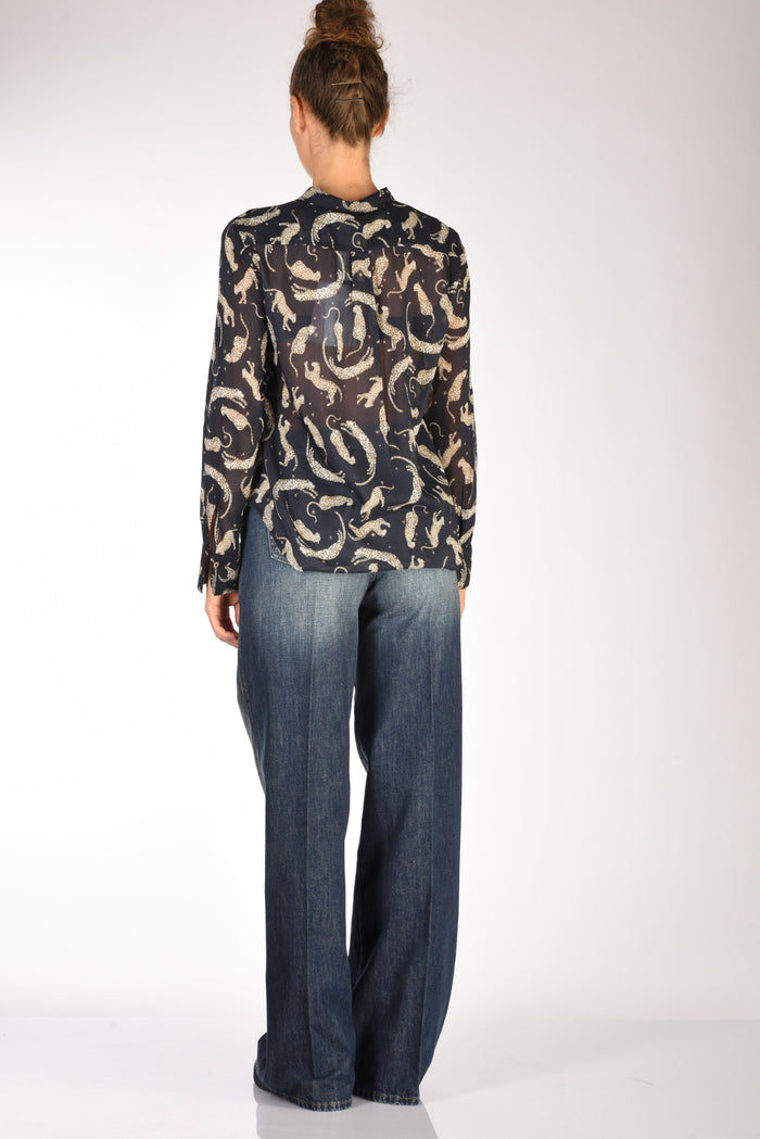 Forte Forte Camicia Stampata Blu/beige Chiaro Donna - 5