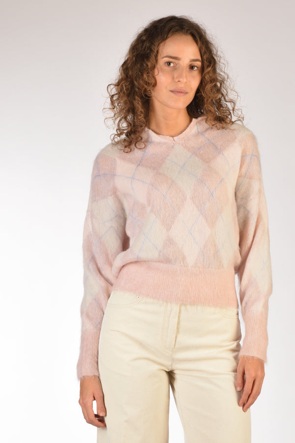Forte Forte Maglia Colletto Rosa/bianco Donna