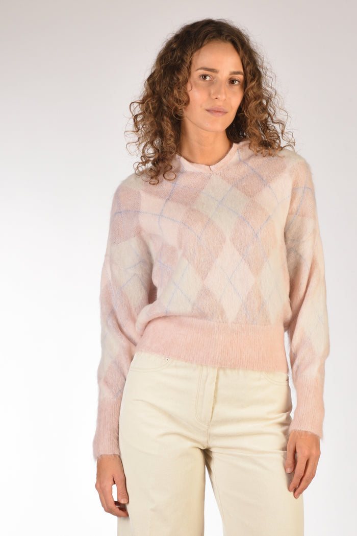 Forte Forte Maglia Colletto Rosa/bianco Donna - 1