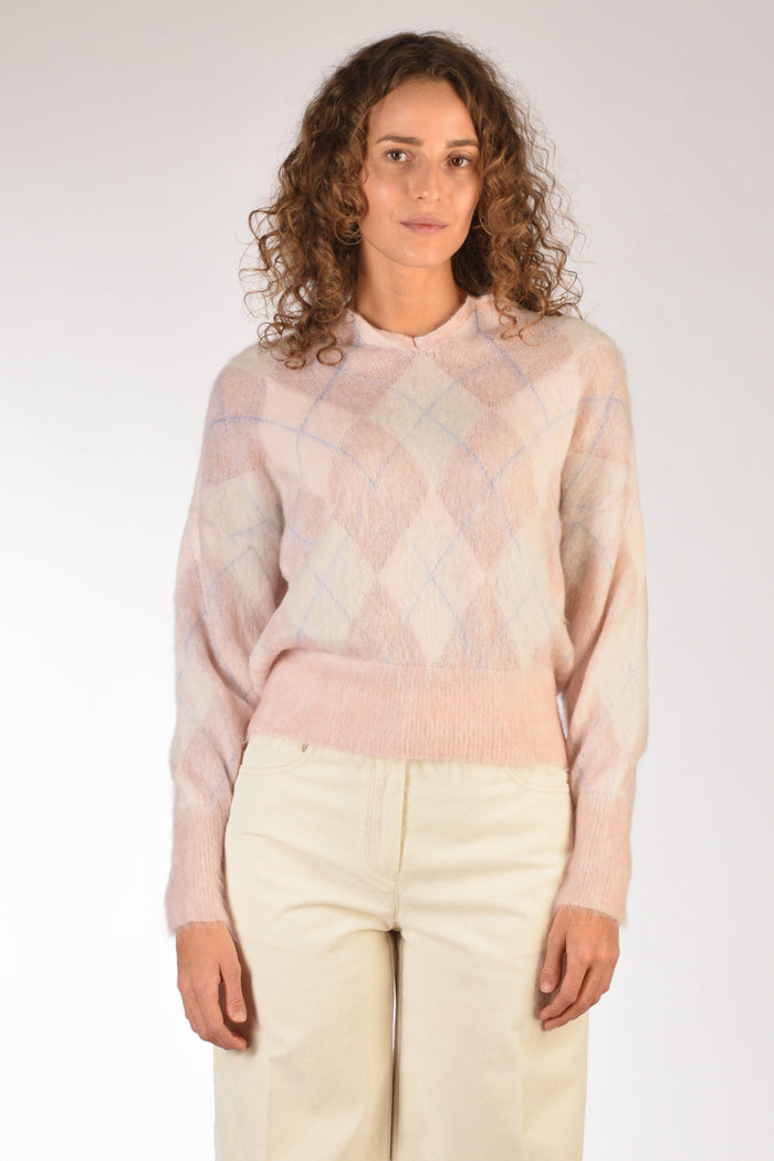 Forte Forte Maglia Colletto Rosa/bianco Donna - 2