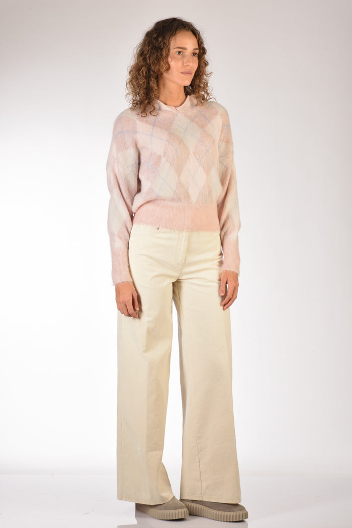 Forte Forte Maglia Colletto Rosa/bianco Donna - 4