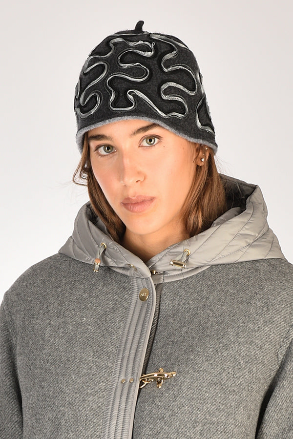 Le Chapeau Cappello Decorato Grigio Asfalto Donna