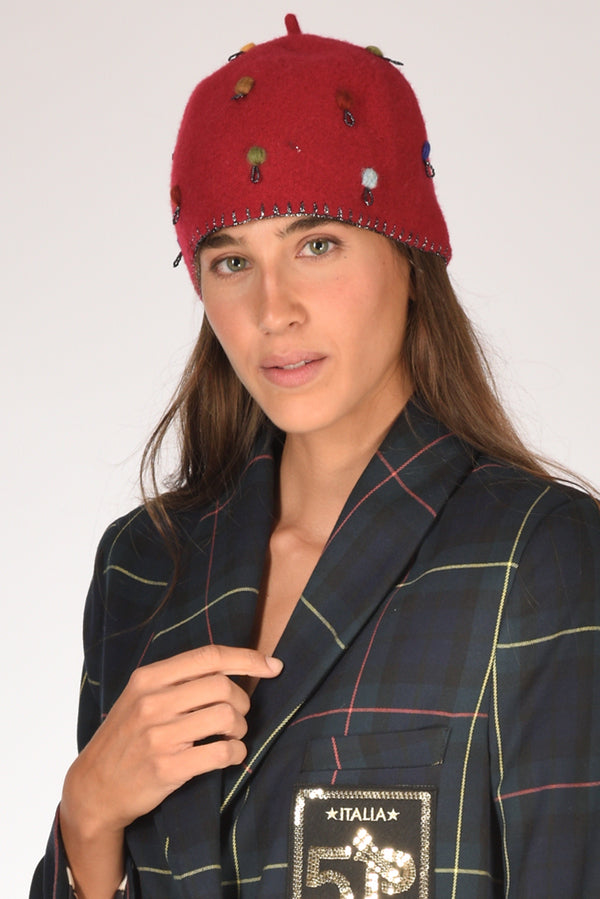 Le Chapeau Cappello Decorato Rosso Donna