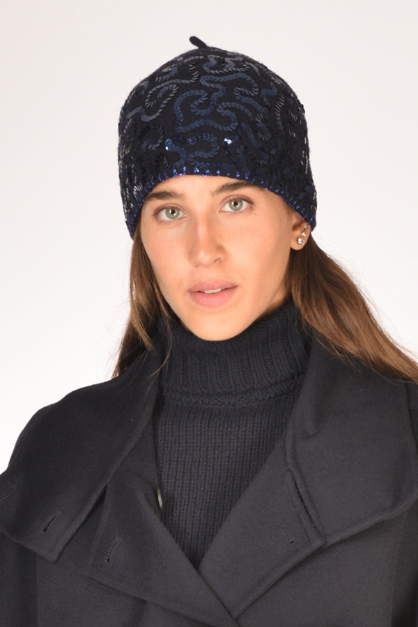 Le Chapeau Cappello Decorato Blu Donna